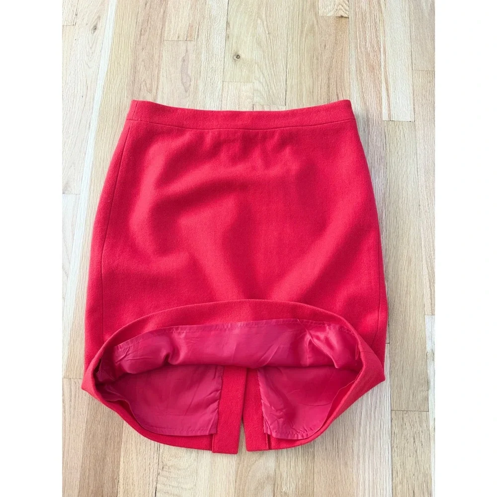 J.Crew The Pencil Skirt Red Wool Blend Classic Work Holiday Officecore Sz 4